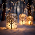 Tranquil Night Scene with Bokeh Lights and Luminarias