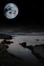 Tranquil night time coastal irish view Royalty Free Stock Photo
