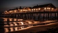 Tranquil night on the water, nature dusk illuminates the coastline generated by AI Royalty Free Stock Photo