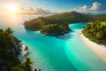 Tranquil Oasis: A Bird\'s Eye View of a Pristine Tropical Island with Generative AI Royalty Free Stock Photo