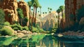 Tranquil Oasis In A Desert Canyon