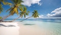 Tranquil Oasis: Serene Beach Scene with Crystal Clear Water and Lush Trees Royalty Free Stock Photo