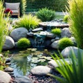 Tranquil Oasis: A Serene Home Garden Landscape Royalty Free Stock Photo