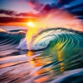 A Tranquil Ocean Wave at Sunset Royalty Free Stock Photo