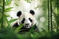 Tranquil Panda bamboo background. Generate Ai