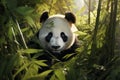 Tranquil Panda bamboo forest. Generate Ai