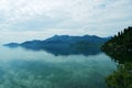 Tranquil panoramic view of the mountains in Skadar lake in Montenegro