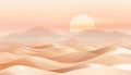 Tranquil pastel sunrise illuminating minimalist 3d abstract hills in serene landscape