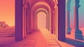 Tranquil Path Through Doors to Historical Eras Royalty Free Stock Photo