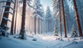 Serene Snowy Forest Path Royalty Free Stock Photo