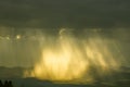 Tranquil plain landscape with stormy sky with sun rays passing through clouds. Erzurum , Turkey