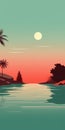 Tranquil Pool In Water And Palm Grove Landscape Illustration