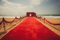 Tranquil Red carpet beach. Generate Ai Royalty Free Stock Photo