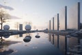 Tranquil Reflection Pond with Memorial Stones A