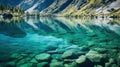 Tranquil Reflections in the Emerald Lakes of New Zealand. Generative Ai