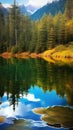 Tranquil Reflections in a Mountain Lake illustration Artificial intelligence artwork generated