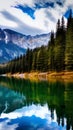 Tranquil Reflections in a Mountain Lake illustration Artificial intelligence artwork generated