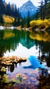 Tranquil Reflections in a Mountain Lake illustration Artificial intelligence artwork generated