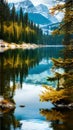 Tranquil Reflections in a Mountain Lake illustration Artificial intelligence artwork generated