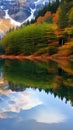 Tranquil Reflections in a Mountain Lake illustration Artificial intelligence artwork generated