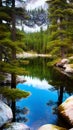 Tranquil Reflections in a Mountain Lake illustration Artificial Intelligence artwork generated