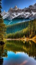 Tranquil Reflections in a Mountain Lake illustration Artificial Intelligence artwork generated