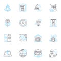 Tranquil respite linear icons set. Calm, Peaceful, Serenity, Relaxation, Retreat, Solitude, Tranquility line vector and