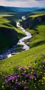 Tranquil River In A Green Valley: A Captivating Aerial View Royalty Free Stock Photo