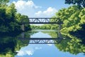 Tranquil River and Railway Bridge Royalty Free Stock Photo