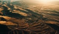 Tranquil sand dunes, mountains, and sunset beauty generated by AI Royalty Free Stock Photo