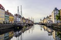 Tranquil Scandinavian Harbor with water reflections Royalty Free Stock Photo