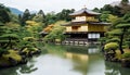 Tranquil scene of ancient pagoda in Seoul, generated by AI