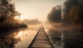 Tranquil scene of autumn landscape, tree reflection in peaceful pond generated by AI Royalty Free Stock Photo