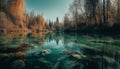 Tranquil scene of autumn landscape, tree reflection in water generated by AI Royalty Free Stock Photo