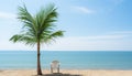 Tranquil scene blue water, palm tree, sandy beach, summer relaxation generated by AI Royalty Free Stock Photo