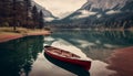 Tranquil scene of canoeing on a peaceful pond generated by AI