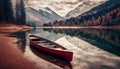 Tranquil scene of canoeing on a peaceful pond generated by AI