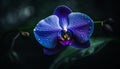 Tranquil scene of elegance purple orchid in wet, green nature generated by AI