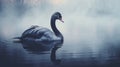 Tranquil scene elegant black swan peacefully gliding on serene lake in a picturesque landscape Royalty Free Stock Photo