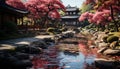 Tranquil scene of a famous Japanese formal garden generated by AI Royalty Free Stock Photo