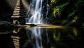 Zen Stone Stack Waterfall Serenity Meditation Nature Royalty Free Stock Photo