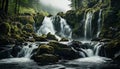 Tranquil scene of flowing water in majestic tropical rainforest generated by AI