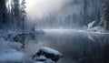 Tranquil scene of frozen wilderness, beauty in nature mystery generated by AI