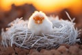 Tranquil scene of a graceful hen resting on a clutch of eggs in a serene and peaceful setting Royalty Free Stock Photo
