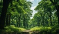 Tranquil scene green tree, summer meadow, sunlight, peaceful forest generated by AI Royalty Free Stock Photo