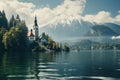 Tranquil scene of Lake Bled in Slovenia with its