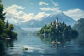 Tranquil scene of Lake Bled in Slovenia with its