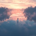 Pink Sky Canoe Sunset Royalty Free Stock Photo