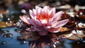 Tranquil scene Lotus water lily reflects vibrant colors in pond generated by AI Royalty Free Stock Photo