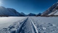 Tranquil scene Majestic mountain peak in frozen arctic wilderness generated by AI